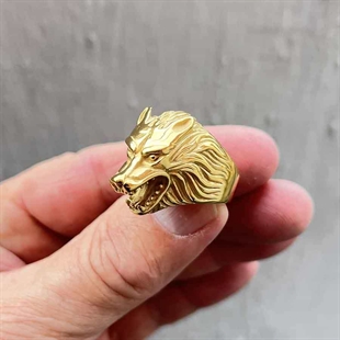 Goldener Löwe Herrenring/Biker Ring