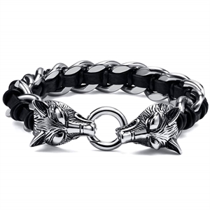 Armband Stahl Wolfskopf 