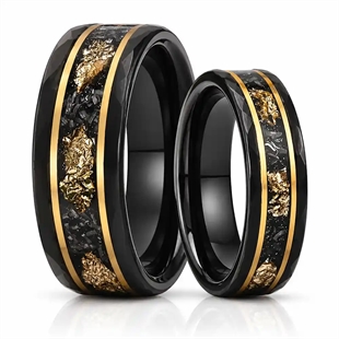 Aureon – schwarzer Wolframring mit goldfarbenem Inlay