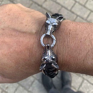 Armband Stahl Wolfskopf 